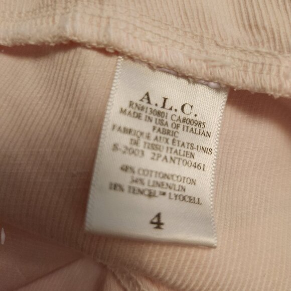 ALC Light Pink Coburn Waist Tie Tapered Pants Size 4 Cotton Linen Blend - Picture 11 of 11